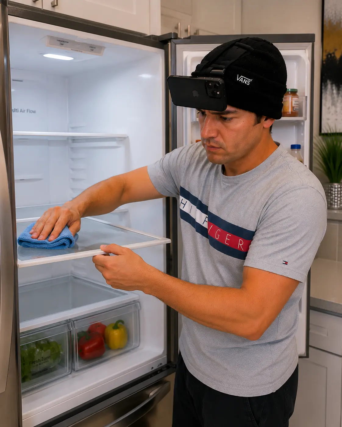 Clean refrigerator shelf