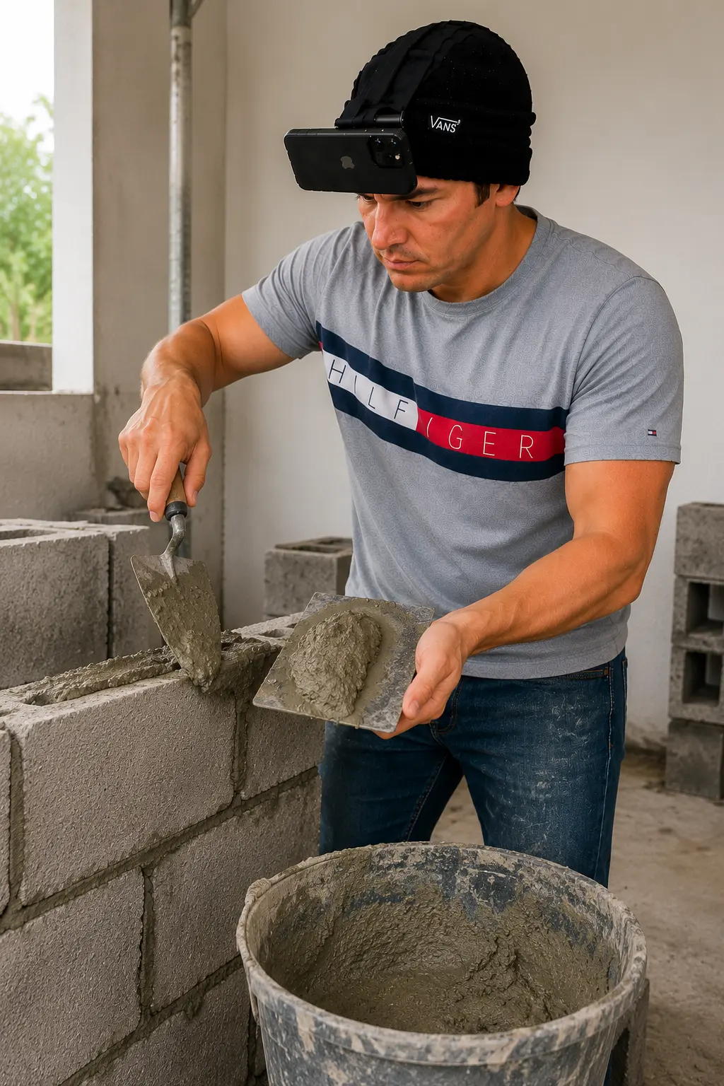 Mix and apply cement or mortar